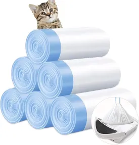 120 Count Cat Litter Box Liners 25" x 15.7", Heavy Duty Cat Litter Bags Compatible with Litter-Robot 3/4, Self Cleaning Bags Trash Bags with Drawstring