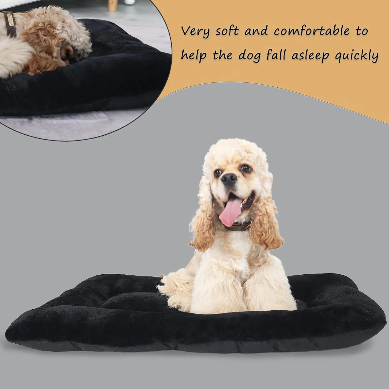 36x23 Dog Crate Bed Black for Medium Large Dogs Washable,Dog Bed for Crate 36 Inch Fits Dogs Breeds Up to 55 Lbs,Ultra Soft Pet Mattress Pad for Cozy Sleeping Mat with Anti-Slip Bottom