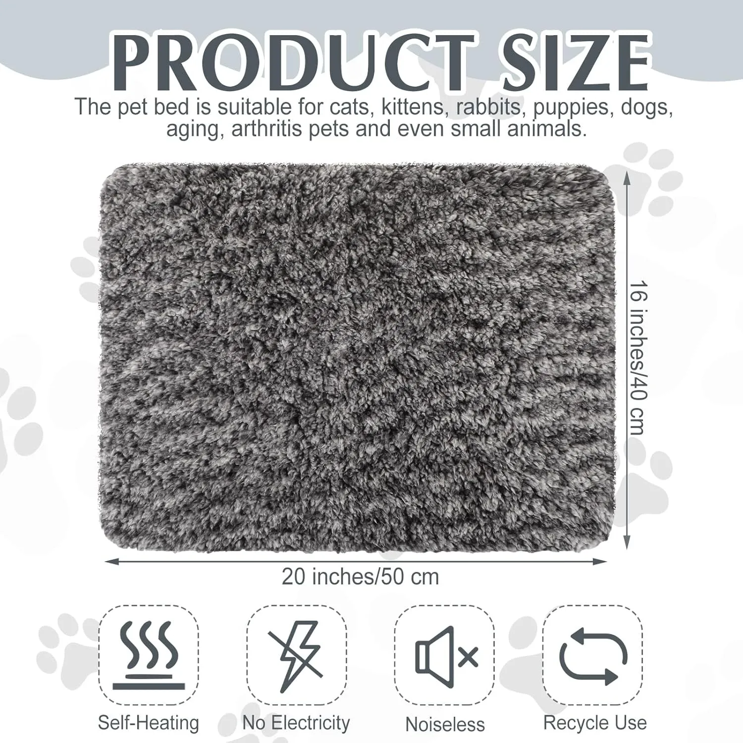 4 Pack Self Warming Cat Bed Indoor Self Heating Dog Cat Pad Washable 16 x 20 Inch Thermal Pet Kennel Pad Crate Bed Mat Reflect Body Heat for Outdoor(16 x 20 Inch,Gray)