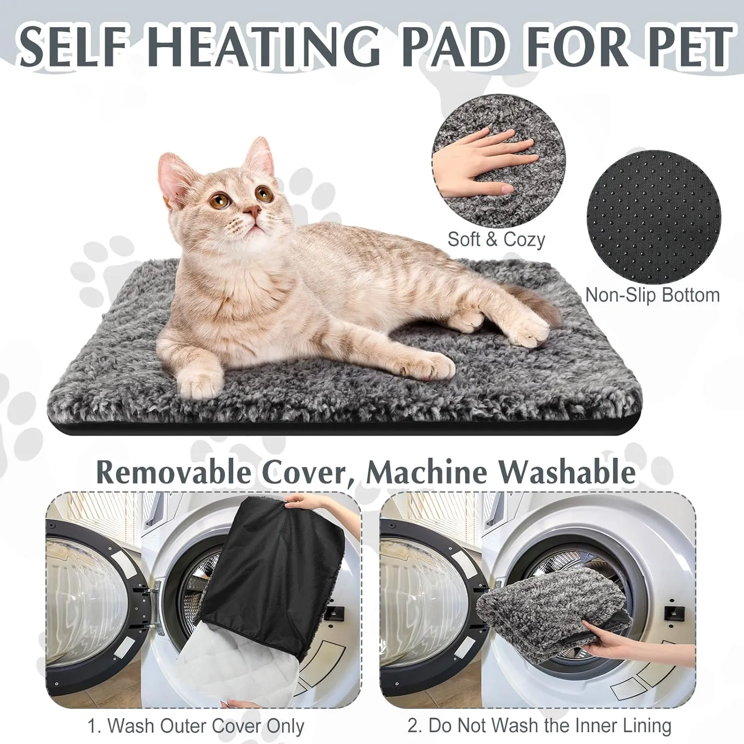 4 Pack Self Warming Cat Bed Indoor Self Heating Dog Cat Pad Washable 16 x 20 Inch Thermal Pet Kennel Pad Crate Bed Mat Reflect Body Heat for Outdoor(16 x 20 Inch,Gray)
