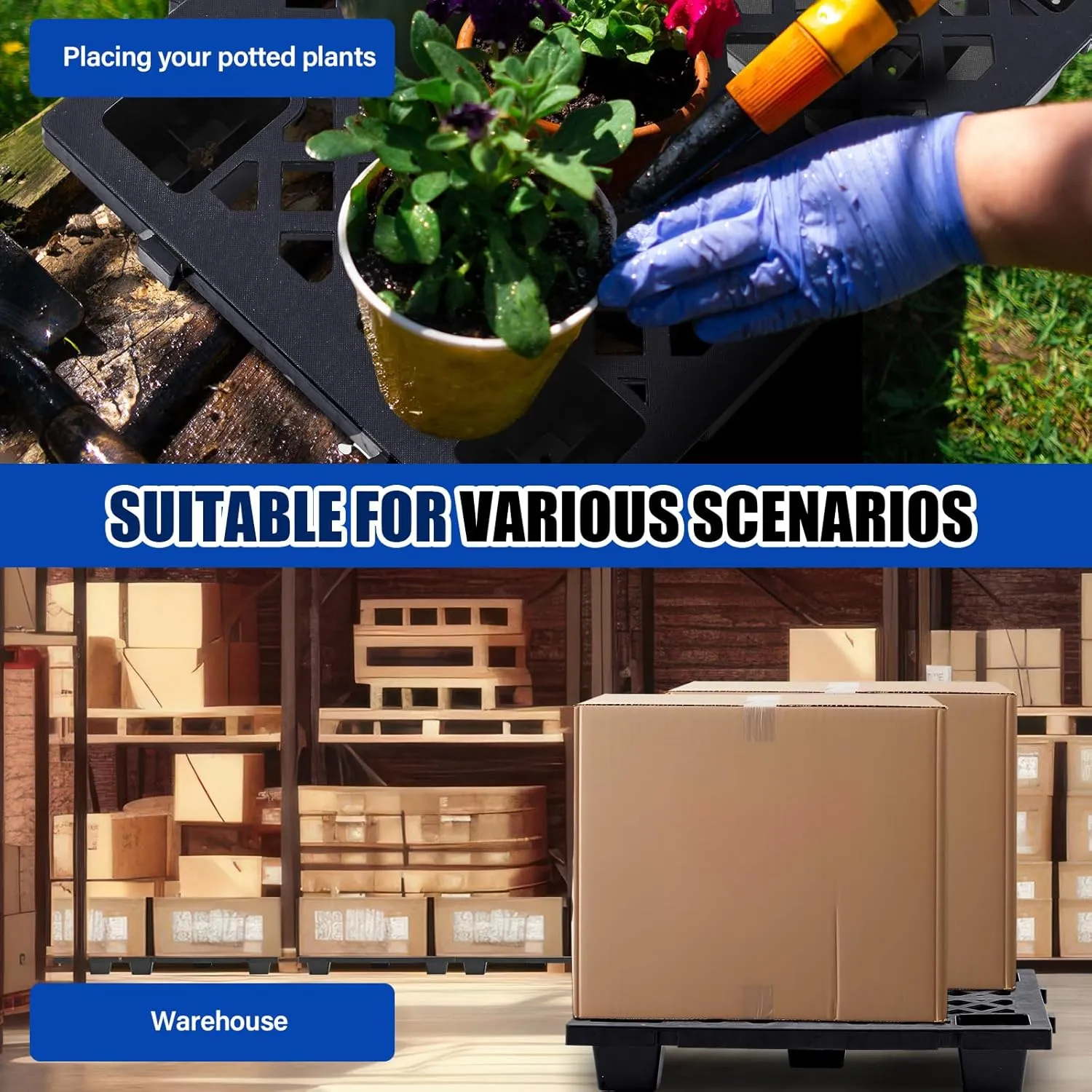 4 Pcs Lightweight Plastic Pallets Nestable Moisture Proof Floor Pallet with Breathable Grids for Sale Shop Restaurant Supermarket Garage Warehouse Basement Storage (23.6 x 15.8 x 3.9 Inch)