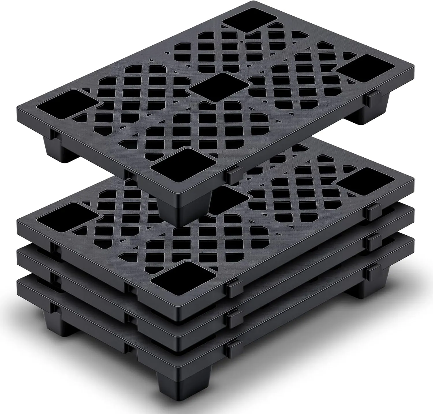 4 Pcs Lightweight Plastic Pallets Nestable Moisture Proof Floor Pallet with Breathable Grids for Sale Shop Restaurant Supermarket Garage Warehouse Basement Storage (23.6 x 15.8 x 3.9 Inch)