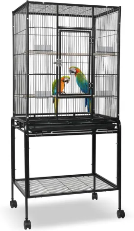 53" Wrought Iron Large Bird Cage with Rolling Stand, Removable Tray for Parrot Parakeets Cockatiels Lovebirds Finches Pigeons Conures