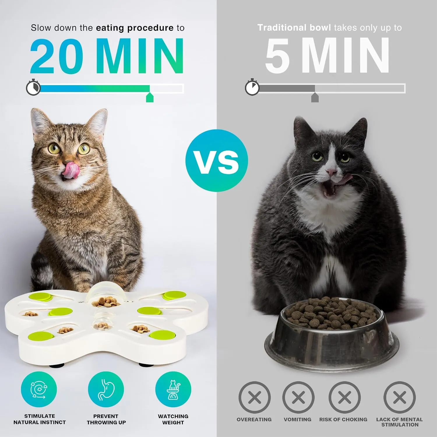 ALL FOR PAWS Interactive Cat Treat Puzzle Slow Feeder Kitten Enrichment Toys Cat Food Puzzle Maze Stimulation Toys Butterfly Shape Cat Toys for Indoor Cats