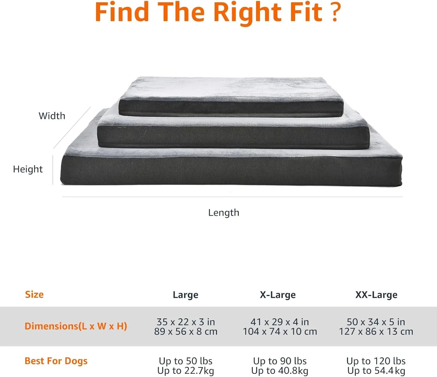 Amazon Basics Orthopedic Dog Bed for Dogs up to 50lbs, Cooling Gel Memory Foam, Non-Slip Bottom with Machine Washable Removable Cover, 35" X 22" X 3.0", Grey