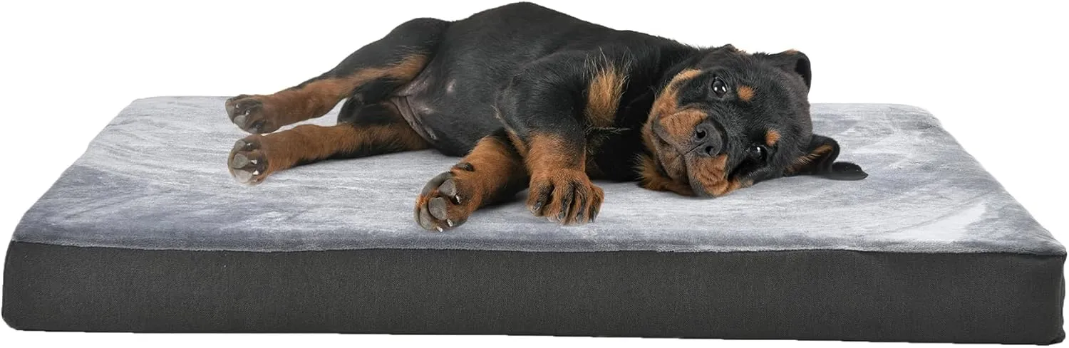 Amazon Basics Orthopedic Dog Bed for Dogs up to 50lbs, Cooling Gel Memory Foam, Non-Slip Bottom with Machine Washable Removable Cover, 35" X 22" X 3.0", Grey