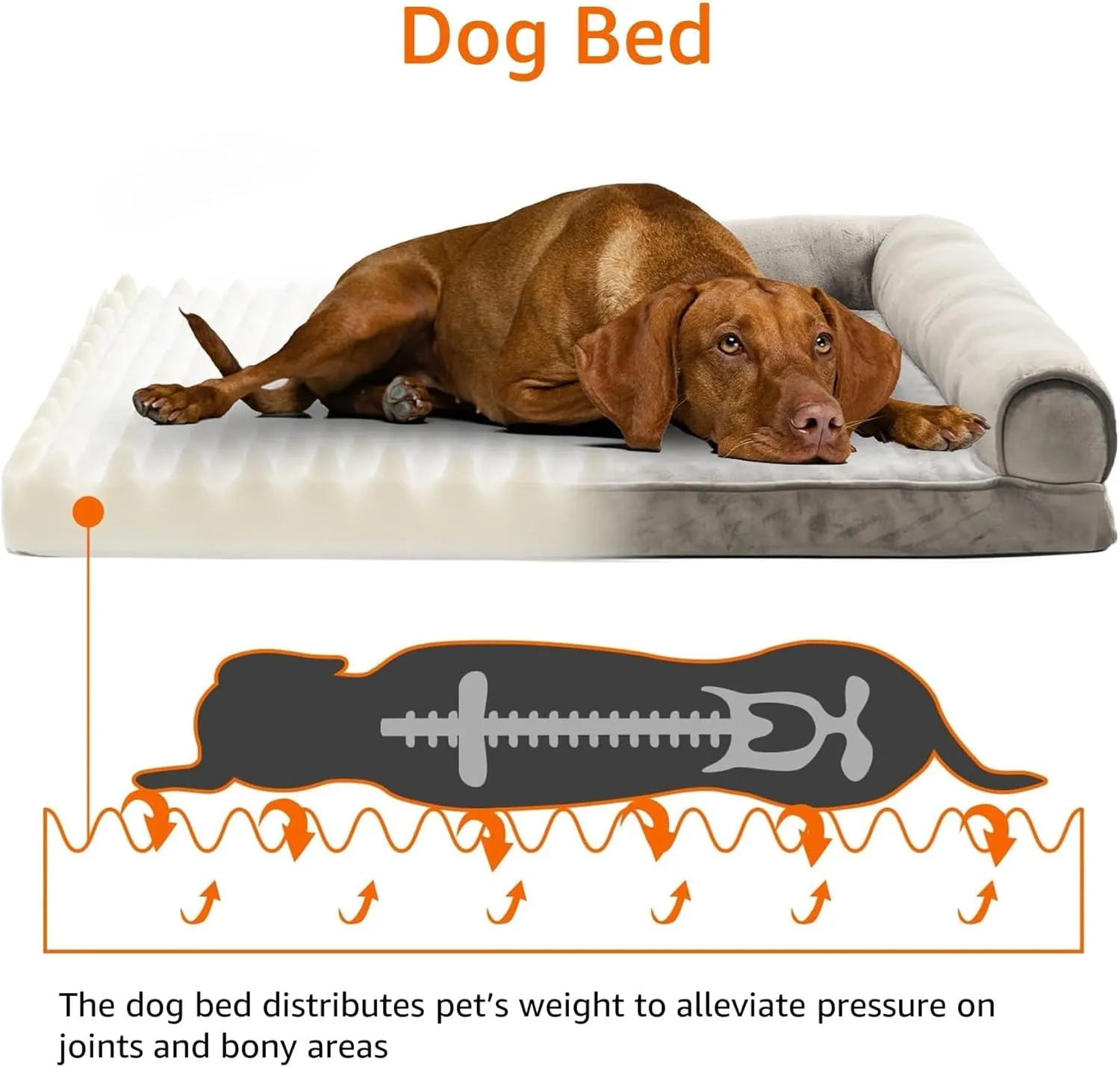 Amazon Basics Orthopedic Dog Bed for Dogs up to 55lbs, Cooling Gel Memory Foam, Non-Slip Bottom with Machine Washable Removable Cover, 36" X 27" X 6.5", Brown