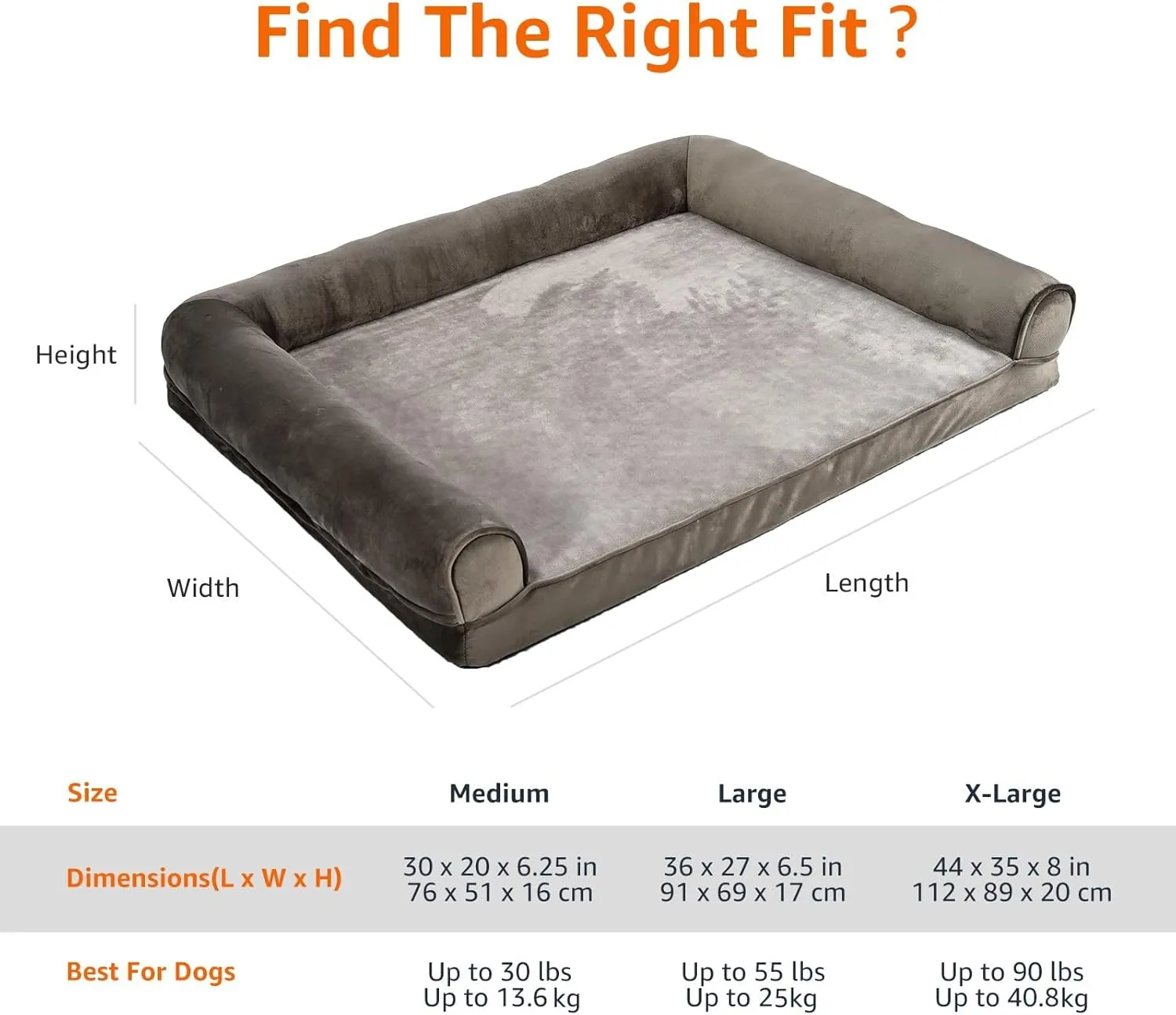 Amazon Basics Orthopedic Dog Bed for Dogs up to 55lbs, Cooling Gel Memory Foam, Non-Slip Bottom with Machine Washable Removable Cover, 36" X 27" X 6.5", Brown