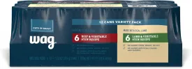 Amazon Brand - Wag Wet Dog Food Stew Variety Pack, Lamb & Beef Cuts in Gravy, Made with Natural Ingredients, 13.2 Ounce Cans (Pack of 12)