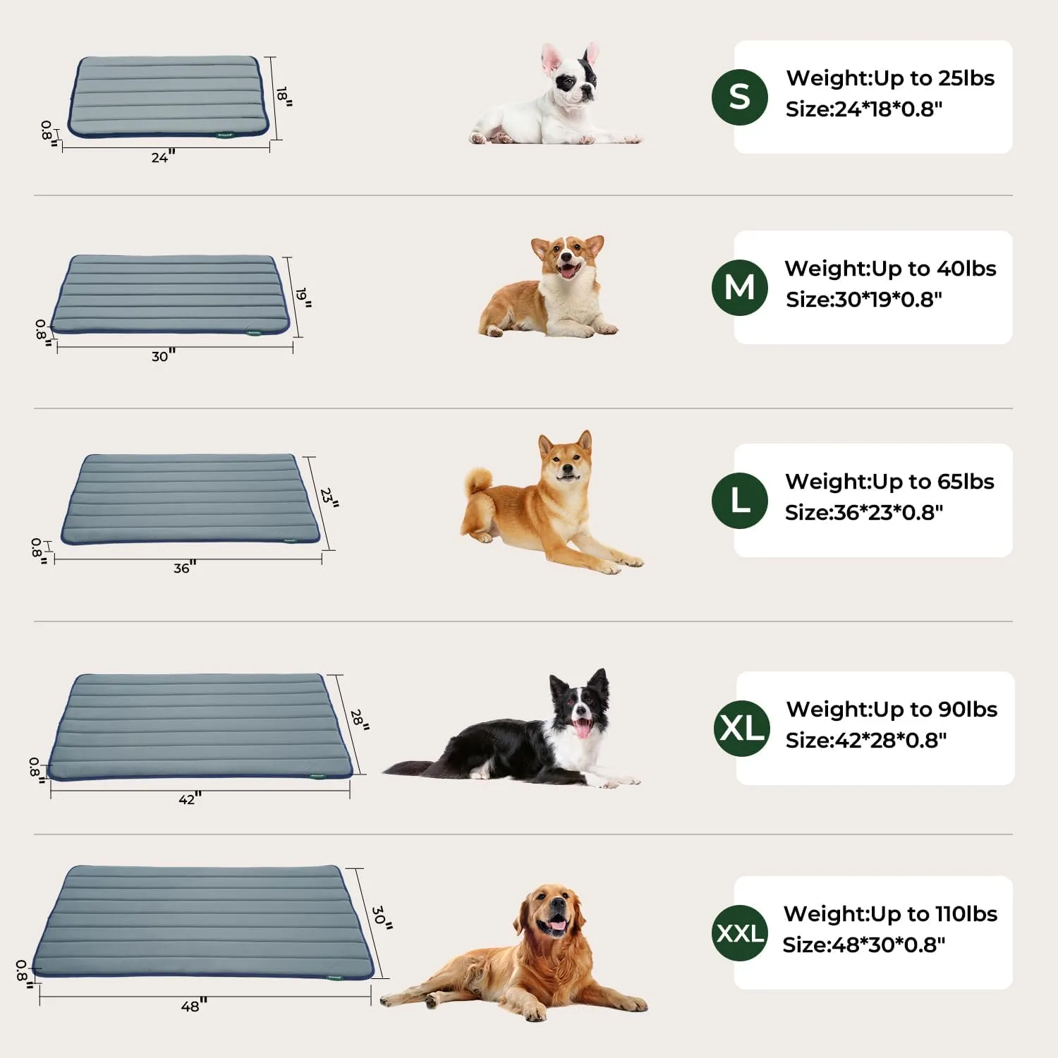 BALANCE Dog Crate Pad, Dog Foam Crate Mat Kennel Pad, Washable Water-Resistant Pet Bed Flat Dogs Cage Mat for Small Dogs