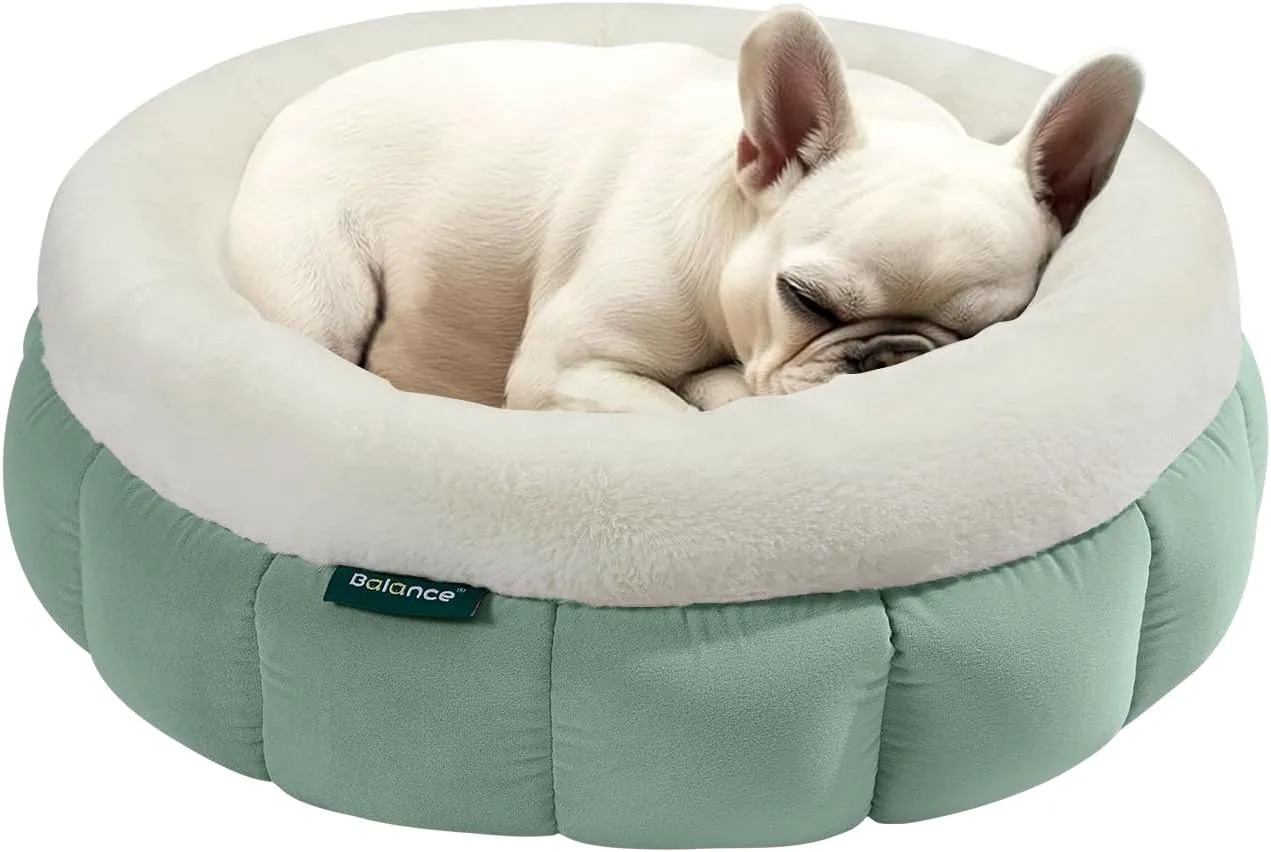 BALANCE Round Cat Beds for Indoor Cats - Donut Dog Beds for Small Dogs, Washable Pet Bed for Puppy and Kitten with Anti-Slip Bottom