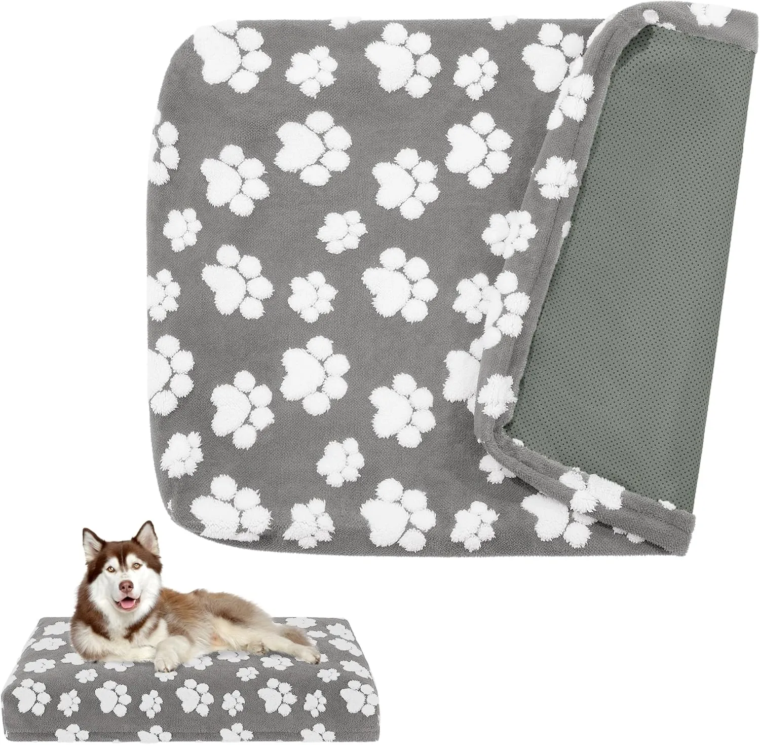 BALAPET Dog Bed Covers,Waterproof Dog Bed Cover Pet Bed Cover with Lovely Dog Paw Print and Double-Sided Usable Design,Replacement Machine Washable Pet Hair Easy to Remove,Cover Only(Gray,36*23*3.5in)