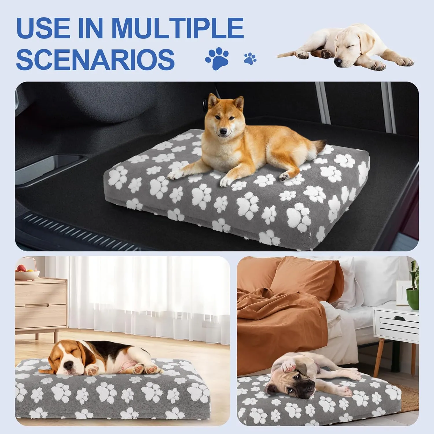 BALAPET Dog Bed Covers,Waterproof Dog Bed Cover Pet Bed Cover with Lovely Dog Paw Print and Double-Sided Usable Design,Replacement Machine Washable Pet Hair Easy to Remove,Cover Only(Gray,36*23*3.5in)