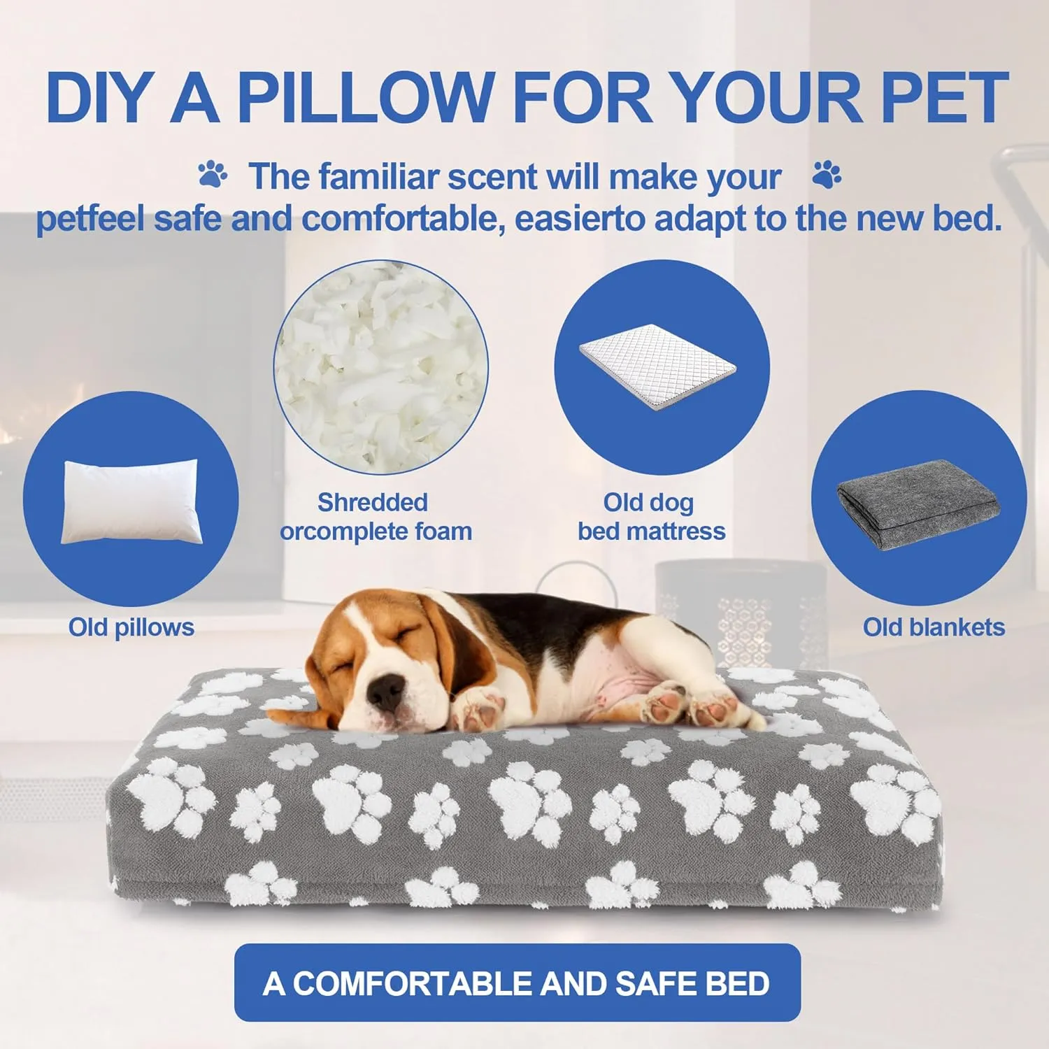 BALAPET Dog Bed Covers,Waterproof Dog Bed Cover Pet Bed Cover with Lovely Dog Paw Print and Double-Sided Usable Design,Replacement Machine Washable Pet Hair Easy to Remove,Cover Only(Gray,36*23*3.5in)