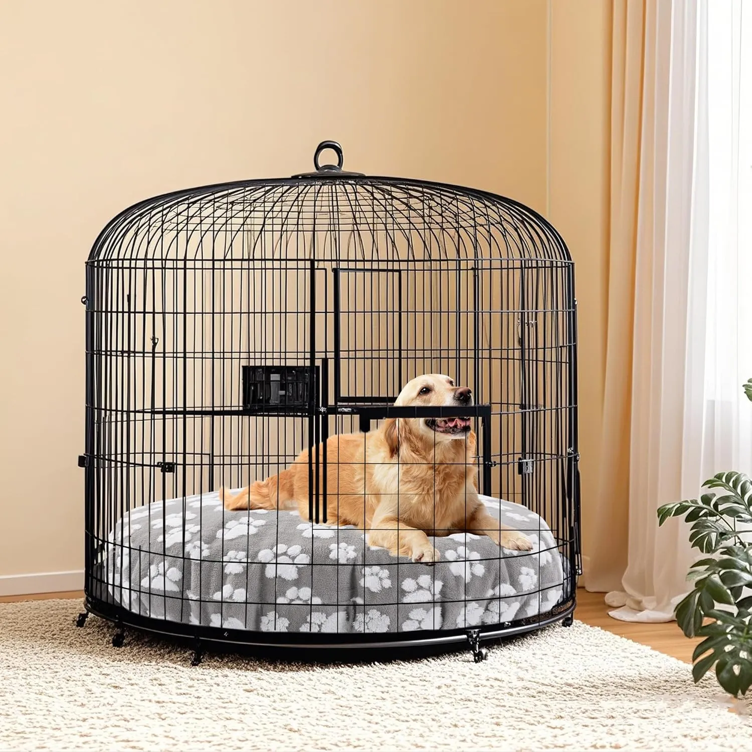 BALAPET Washable Dog Bed Covers Replacement Round Waterproof Bed Cover for Dog Soft Pet Bed Cover with Lovely Dog Paw Print and Double-Sided Usable Design,Cover Only(Gray,45 * 45 * 11in)