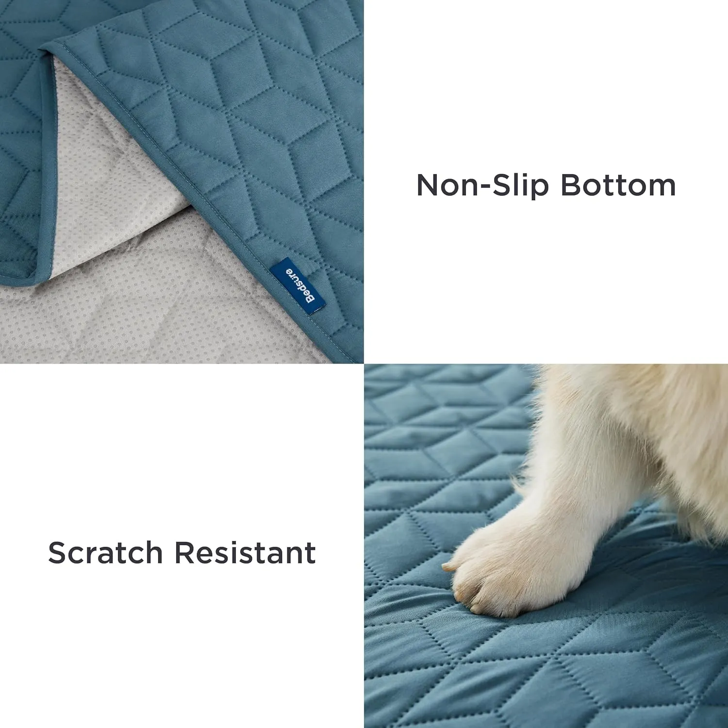 Bedsure 100% Waterproof Couch Cover for Dogs Washable - Non Slip Waterproof Blanket Large for Bed Sofa, Lightweight Furniture Protector Durable for Pet Cat Puppy with Non-Slip Bottom, Blue, 52x82IN