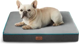 Bedsure Memory Foam Dog Bed for Small Dogs - Orthopedic Waterproof Pet Beds for Crate with Removable Washable Water-Resistant Cover and Nonskid Bottom - Plush Flannel Fleece Top Pet Mat, Grey