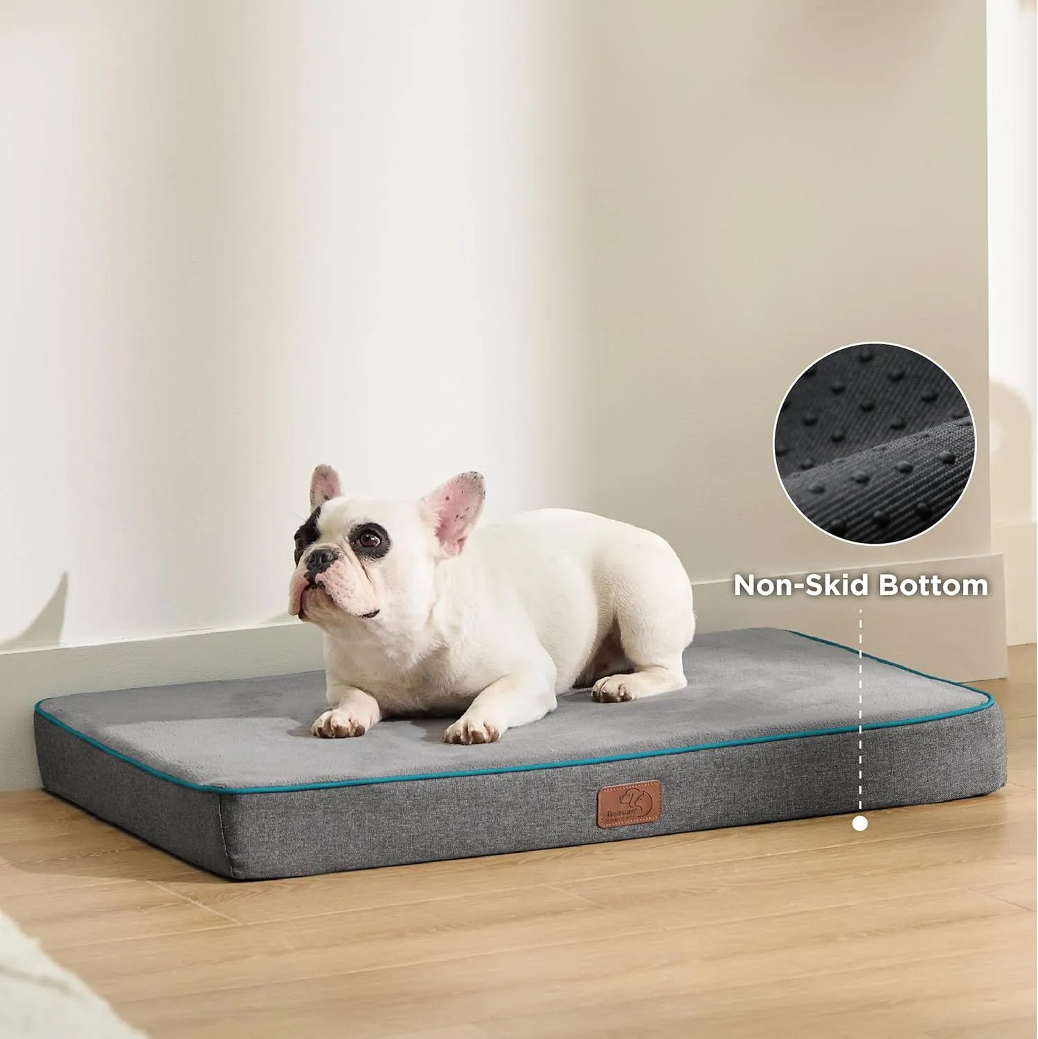 Bedsure Memory Foam Dog Bed for Small Dogs - Orthopedic Waterproof Pet Beds for Crate with Removable Washable Water-Resistant Cover and Nonskid Bottom - Plush Flannel Fleece Top Pet Mat, Grey