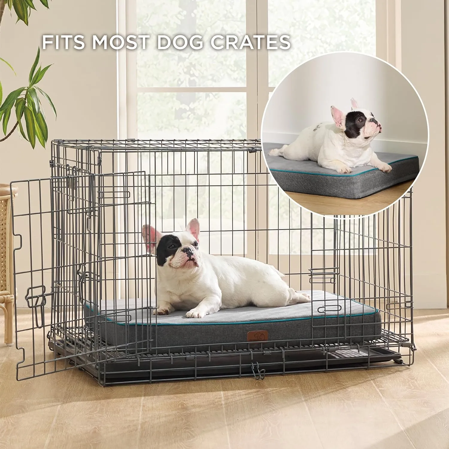Bedsure Memory Foam Dog Bed for Small Dogs - Orthopedic Waterproof Pet Beds for Crate with Removable Washable Water-Resistant Cover and Nonskid Bottom - Plush Flannel Fleece Top Pet Mat, Grey