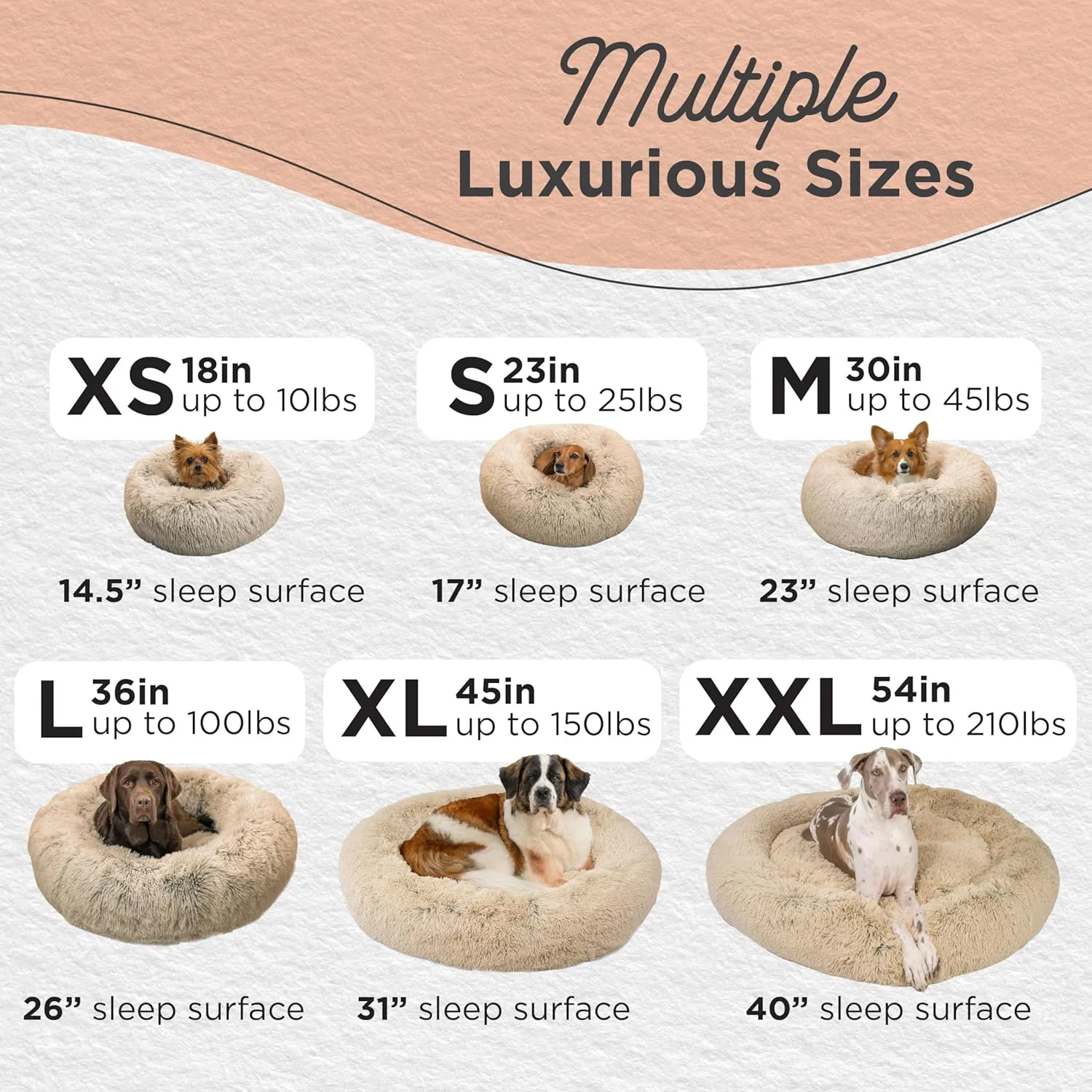 Best Friends by Sheri Original Calming Donut Dog and Cat Bed, Shag Faux Fur, Taupe, Small (23x23) - Helps Provide Anxiety Relief for Pets