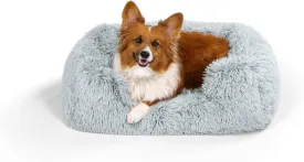 Best Friends by Sheri Shag Lounge Bed Calming Faux Fur Dog Bed, Frost, Medium, 30" x 20"