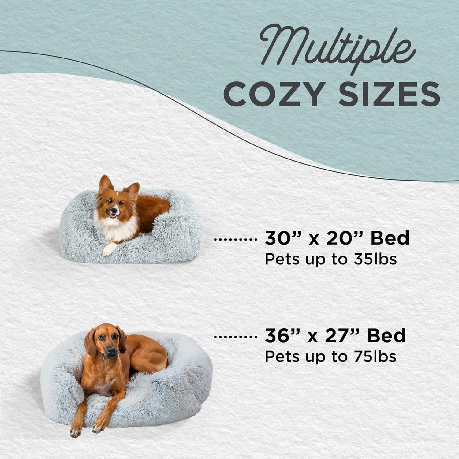 Best Friends by Sheri Shag Lounge Bed Calming Faux Fur Dog Bed, Frost, Medium, 30" x 20"