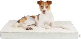 Best Pet Supplies Cute Dog Bed Mat Flat Mattress with Waterproof Exterior, Thick Orthopedic Egg Foam Fill, and Soft Sherpa Fleece Cover for Small, Medium, and Large Breeds - Beige, 24X16X3