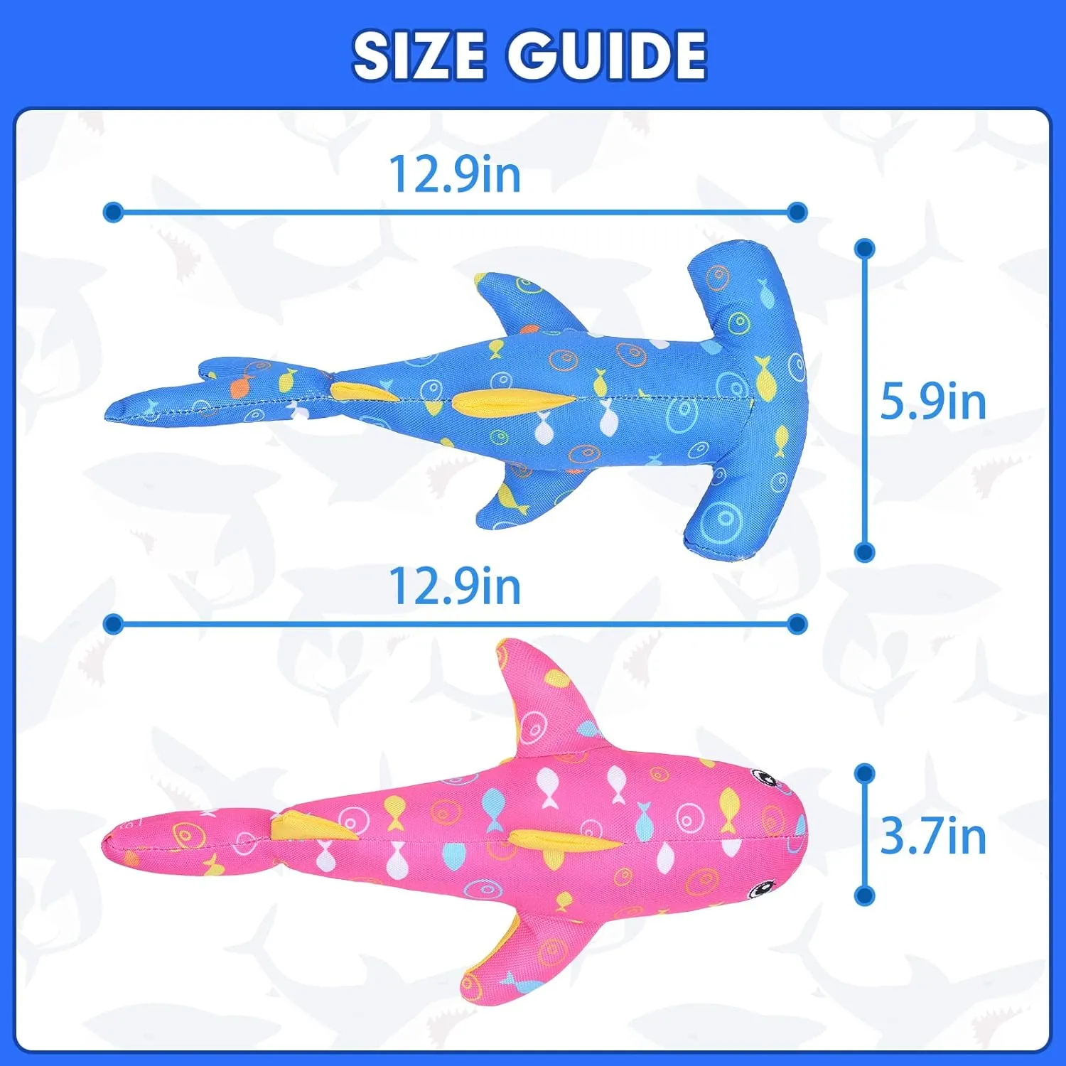 BINGPET Floating Fetch Pool Toy for Dogs,2 Pack Squeaky Shark Water Toys Pet Chew Toy for Summer Pool Playing Games,Interactive Floating Water Dog Toy for Small Medium Large Dogs