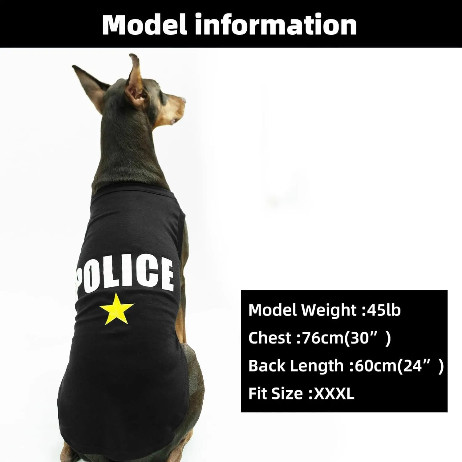 BINGPET Police Dog Shirts,Soft Cotton Puppy Tshirt,Breathable Lightweight Dog Costumes Tank Top Vest,Machine Washable Stretchy Clothes for Small Medium Large Dogs Boy Girl