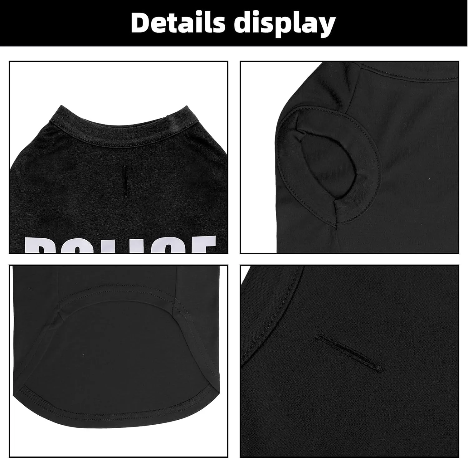 BINGPET Police Dog Shirts,Soft Cotton Puppy Tshirt,Breathable Lightweight Dog Costumes Tank Top Vest,Machine Washable Stretchy Clothes for Small Medium Large Dogs Boy Girl