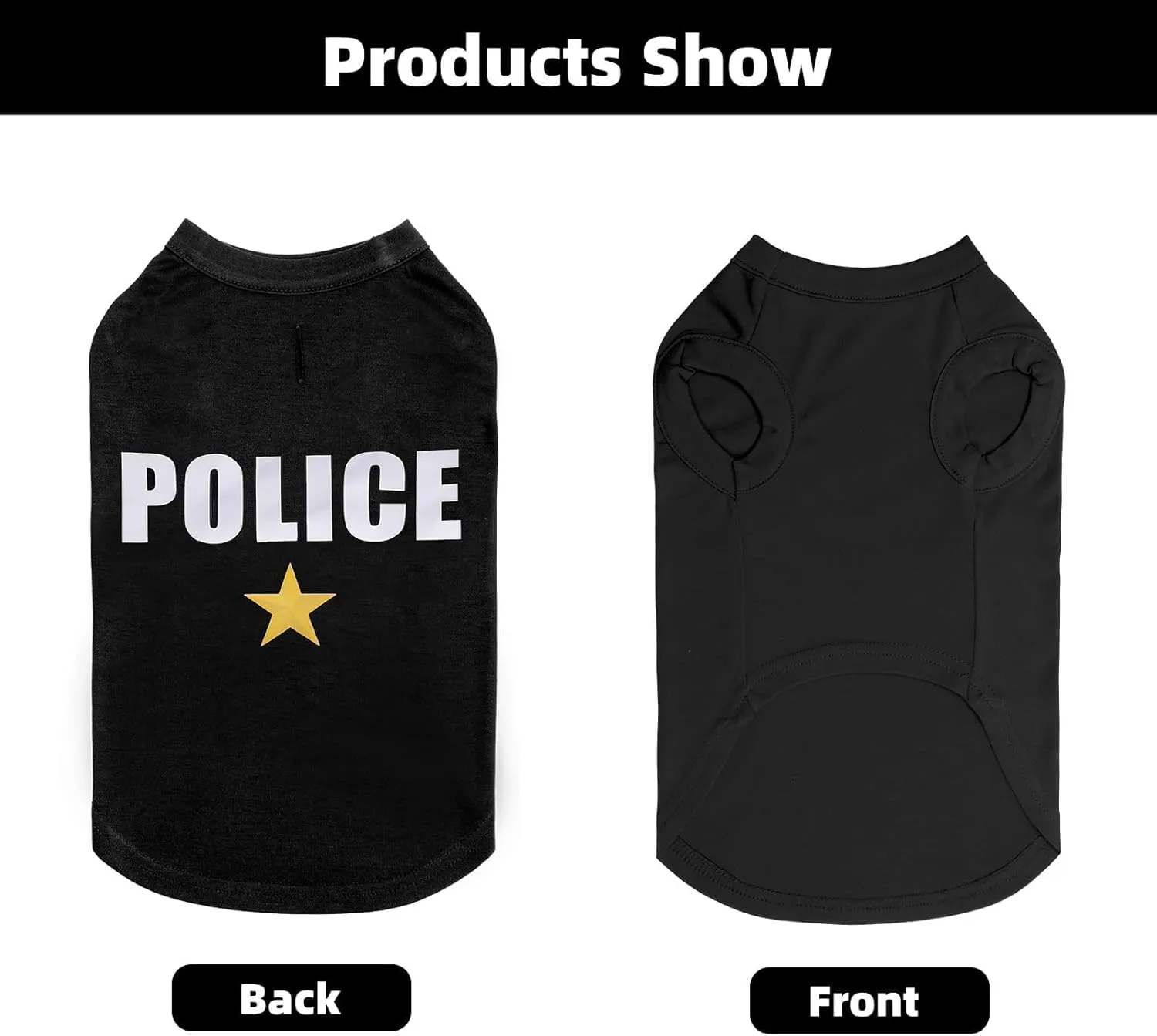 BINGPET Police Dog Shirts,Soft Cotton Puppy Tshirt,Breathable Lightweight Dog Costumes Tank Top Vest,Machine Washable Stretchy Clothes for Small Medium Large Dogs Boy Girl