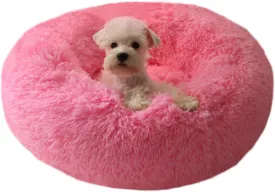 BODISEINT Modern Soft Plush Round Pet Bed for Cats or Small Dogs, Mini Medium Sized Dog Cat Bed Self Warming Autumn Winter Indoor Snooze Sleeping Cozy Kitty Teddy Kennel (20'' D x 8'' H, Hot Pink)