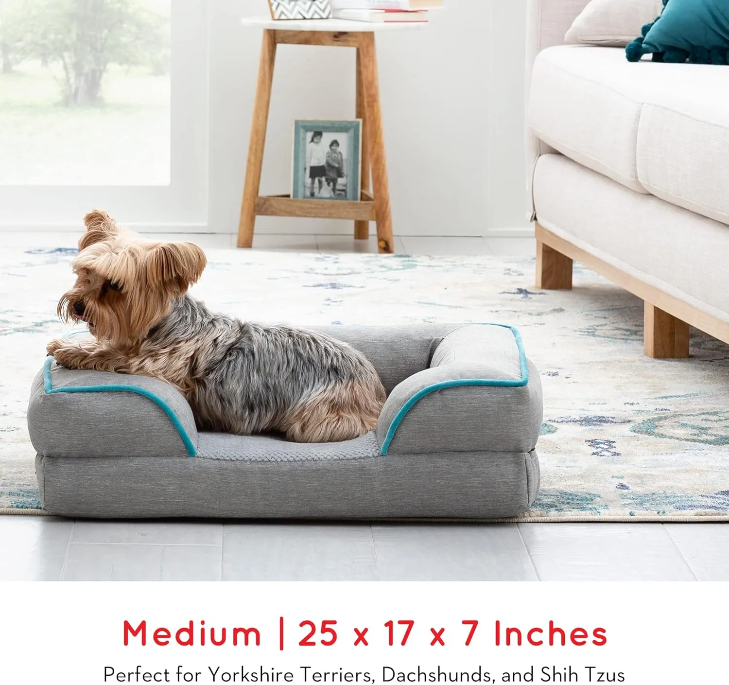 Brindle Orthopedic Dog Bed for Medium Dogs - Waterproof Dog Sofa Bed Medium, Supportive Memory Foam Pet Couch Bed with Removable Washable Cover, Water Resistant Cover, Nonskid Bottom, Dove Gray