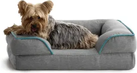 Brindle Orthopedic Dog Bed for Medium Dogs - Waterproof Dog Sofa Bed Medium, Supportive Memory Foam Pet Couch Bed with Removable Washable Cover, Water Resistant Cover, Nonskid Bottom, Dove Gray