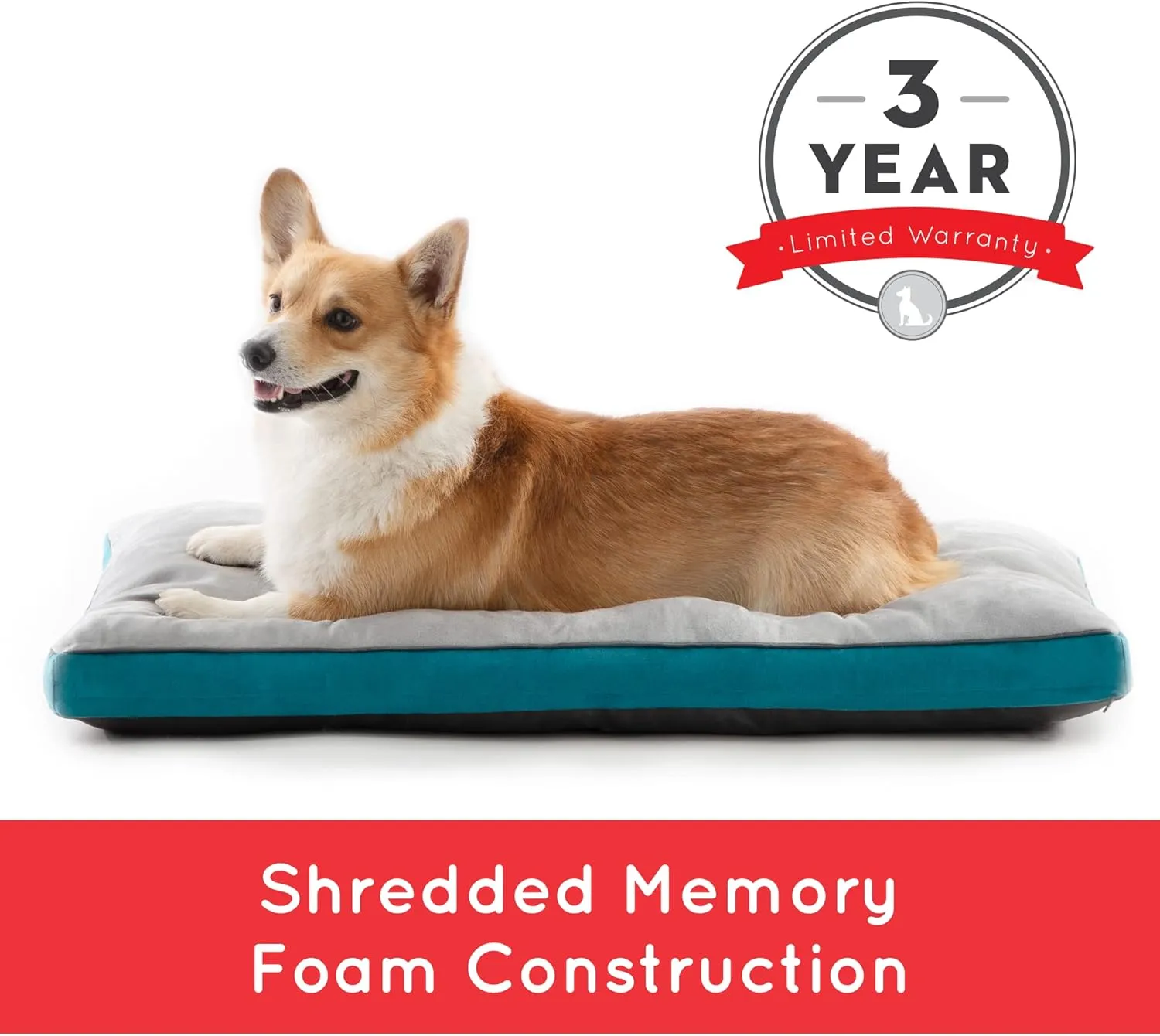 Brindle Shredded Memory Foam Dog Bed - Orthopedic Pet Mat - Crate Bed - Machine Washable Water Resistant Cover
