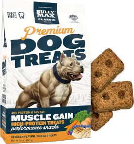 Bully Max Premium High Protein Dog Treats for Puppy & Adult Dogs - Training Dog Food Treats with 40% Protein, Real Meat, Veggies & BCAAs for Small, Medium & Large Breeds, Chicken Flavor, 400g Bag