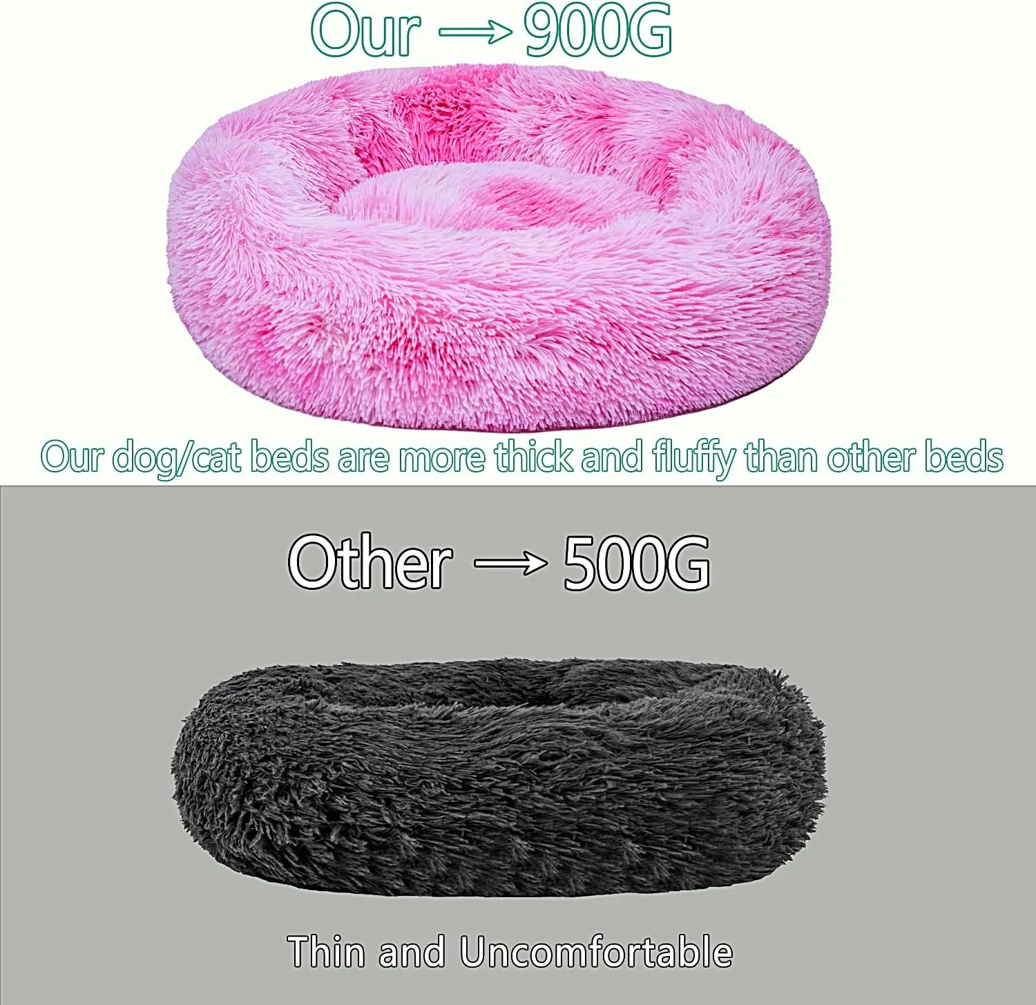 Calming Dog Bed for Small Medium Dogs Cats, 23'' Round Anti-Anxiety Warm Fluffy Plush Faux Fur Bed, Soft Anti-Slip Donut Washable Pet Bed, Fits up to 30 lbs Pets
