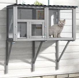 Cat Catio,Window Box Enclosure,Cat Window Perch Large,Universal Wooden Small Pet Perch Wooden Window House,All-Weather Use Safely and Enjoying Air