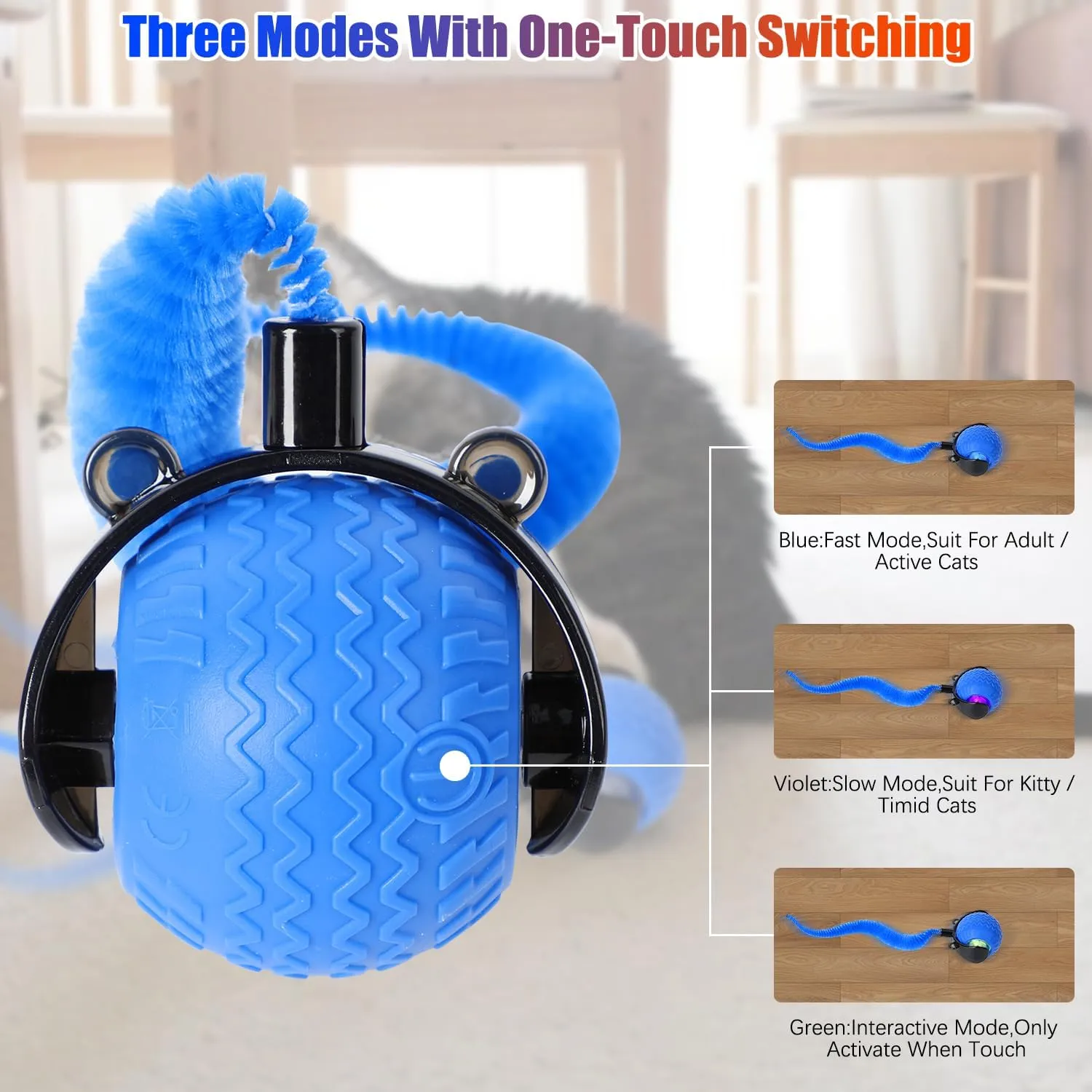 Cat Toy, 2025 New Smart Interactive Cat Toy Ball, Automatic Moving Ball for Cat Dog Toys (Orange Blue)