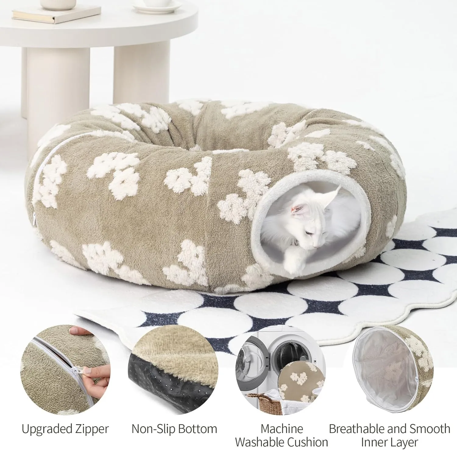 Cat Tunnel Bed with Soft Cushion, Cat Toys for Indoor Cats Enhance Bonding Between Pets and Owners, Encourage Exploration, and Satisfy Natural Instincts for Kittens, Dogs, and Rabbits