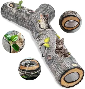 Cat Tunnel,3 Way Cat Toys,Cat Tunnels for Indoor, Cat Maze for Kitty, Puppy, Kitten, and Rabbit to Chase and Play, Collapsible Tube, Easy to Store Tube Toys,L59,Tree Designs Tunnel for Cats