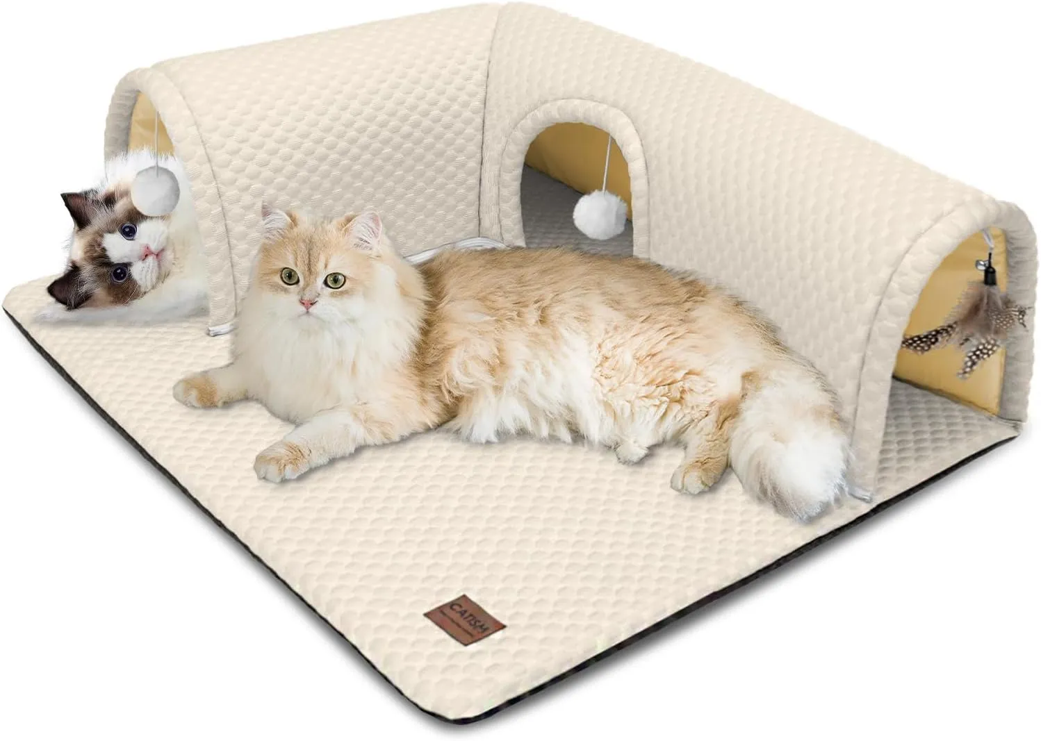 CATISM Cat Tunnel, Cat Carpet Tunnel, Cat Tunnels for Indoor Cats, Cat Tunnel Rug, Detachable Cat Tunnel, Cat Bed Tunnel, Cat Tunnel for Cats