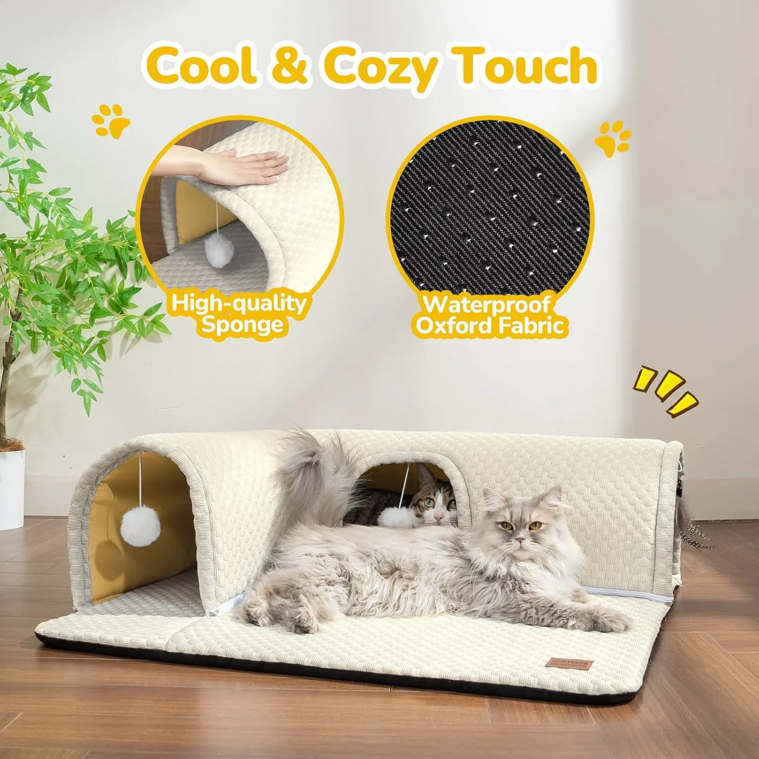 CATISM Cat Tunnel, Cat Carpet Tunnel, Cat Tunnels for Indoor Cats, Cat Tunnel Rug, Detachable Cat Tunnel, Cat Bed Tunnel, Cat Tunnel for Cats