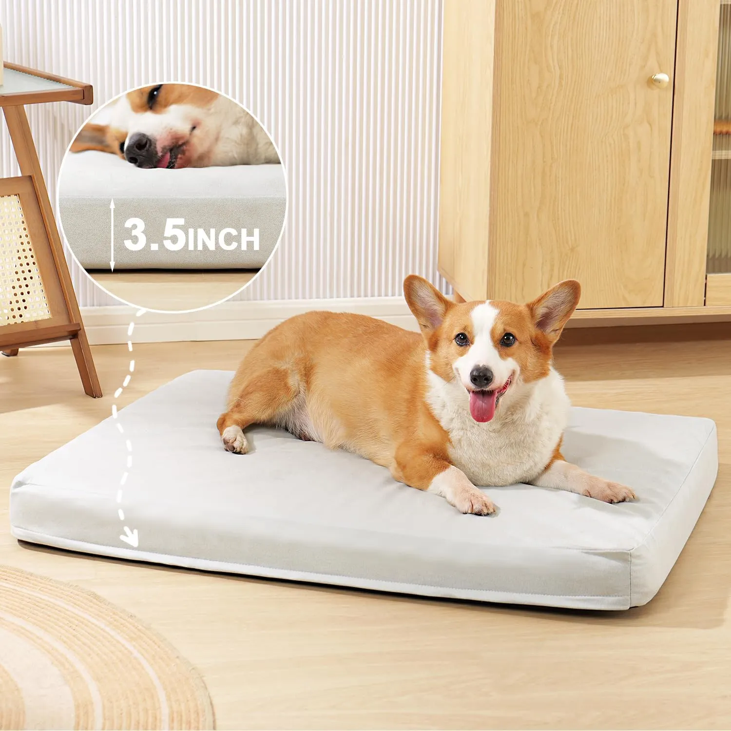 Chew Proof Orthopedic Dog Bed for Large Dogs - Durable Indestructible Pet Bed with Waterproof & Anti-Slip Design, Easy Clean Washable Cover, Large Crate Pad, 36" 27"3.5", Gray