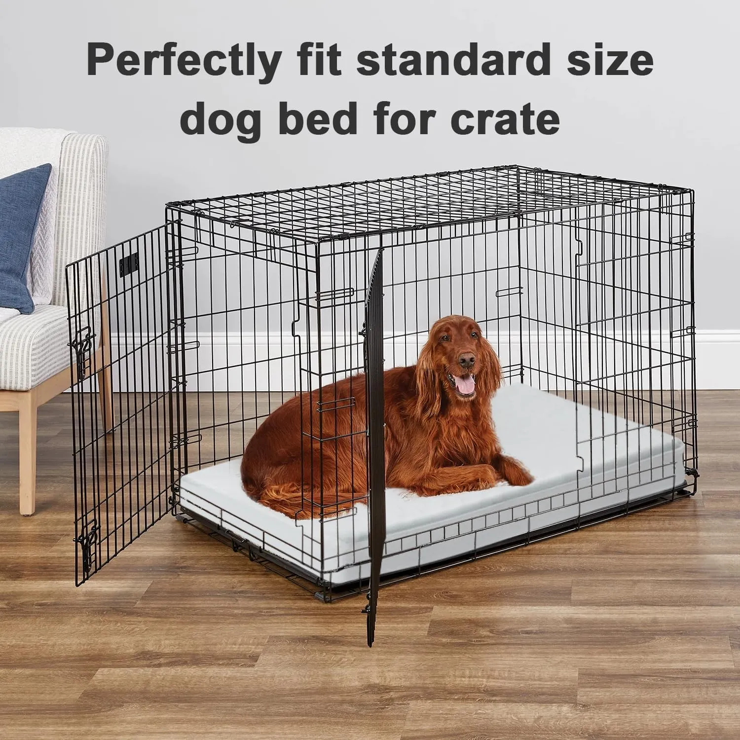 Chew Proof Orthopedic Dog Bed for Large Dogs - Durable Indestructible Pet Bed with Waterproof & Anti-Slip Design, Easy Clean Washable Cover, Large Crate Pad, 36" 27"3.5", Gray
