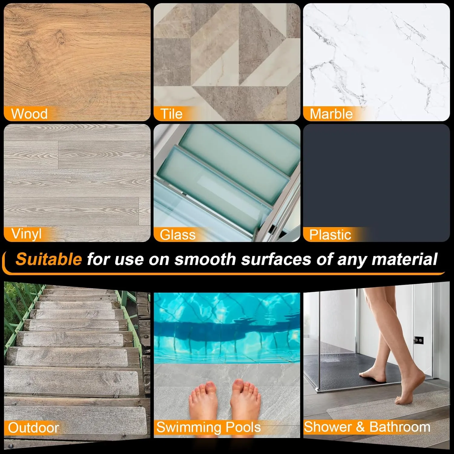 Clear Non Slip Stair Treads for Wooden Steps Indoor 15 Pack 4" x 32" Pre-Cut Anti Slip Stair Strips for Wood Stairs, Grip Tape Transparent Step Tread Grips for Dogs Kids and Pets, Waterproof