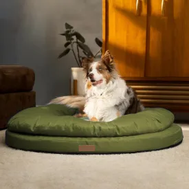 ClevaHome Orthopedic Dog Bed for Large Dogs, Dual Layer Water Repellent Round Pet Bed with Washable Cover Nonslip Bottom (Olive Branch)