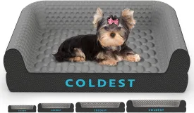 Coldest Cozy Dog Bed - Cooling Small, Medium Large Dogs Beds - Best for Washable Removable Cover Comfy and Anti Slip (Small, Grey)