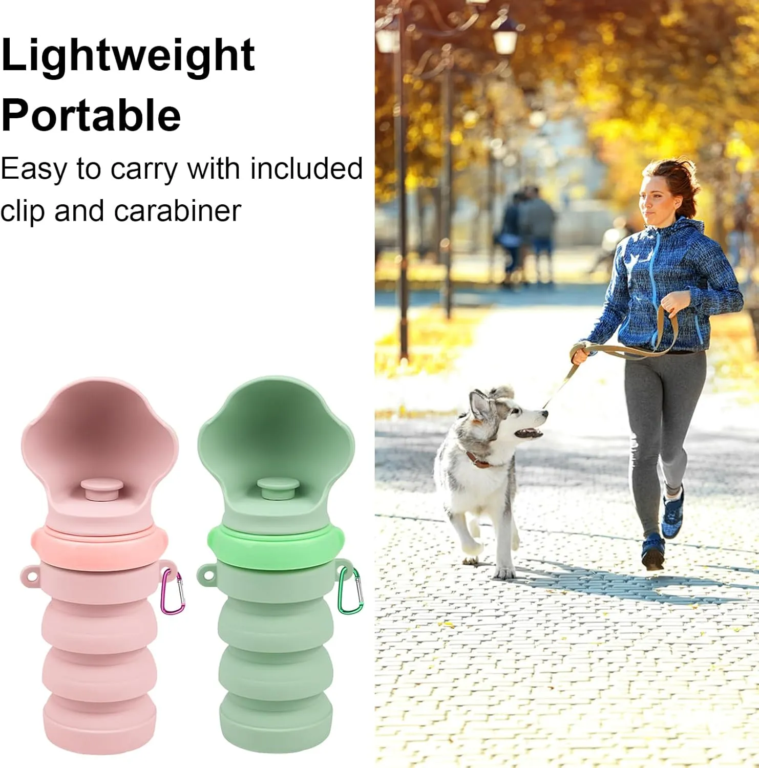 Collapsible Silicone Dog Water Bottne,17oZ Leak-Proof Pet Travel Squeeze Bottles for Travel,Hiking Camping Trip Accessories(Green)
