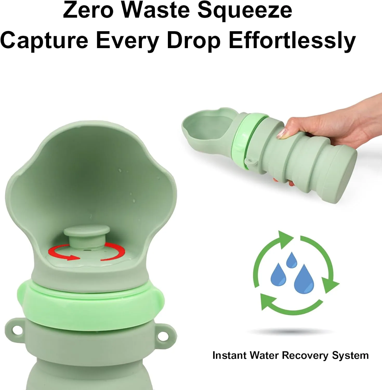 Collapsible Silicone Dog Water Bottne,17oZ Leak-Proof Pet Travel Squeeze Bottles for Travel,Hiking Camping Trip Accessories(Green)